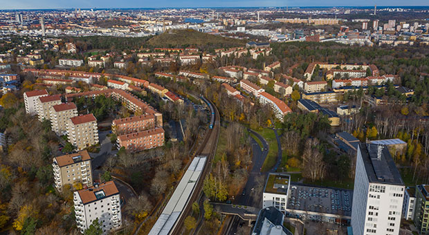 Flygbild över Björkhagen.